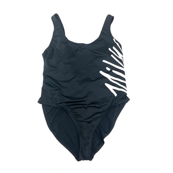 Nike Women's Black U-Back One Piece Logo Swimsuit XL NWT - Picture 2 of 7